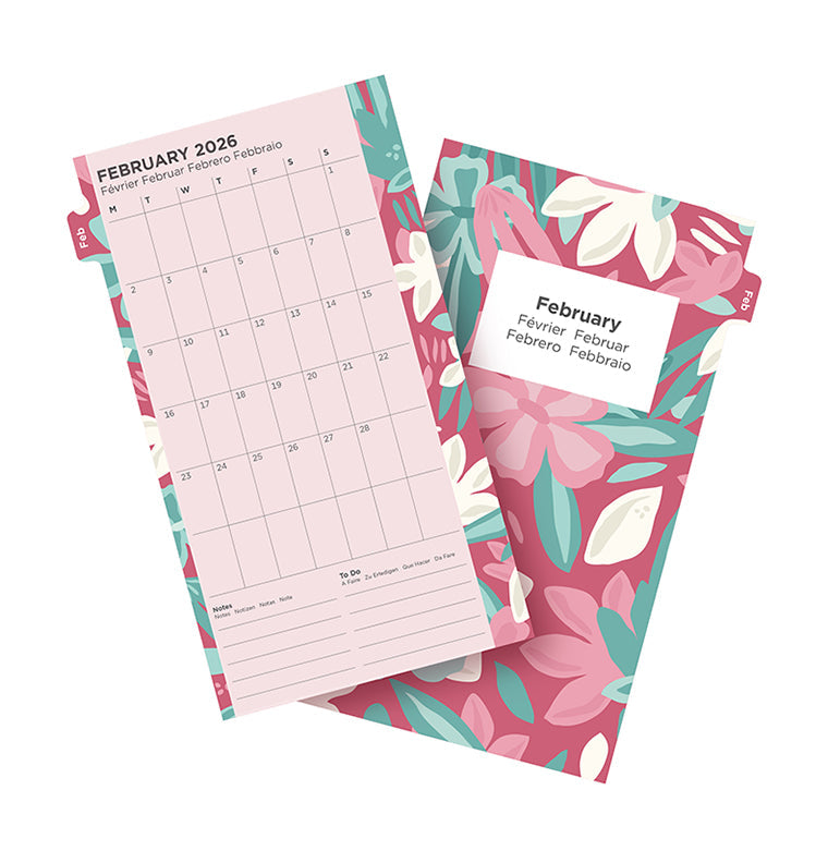 Filofax Floral Illustrated Diary Refill Pack - Personal 2026 Multilanguage 26-6341