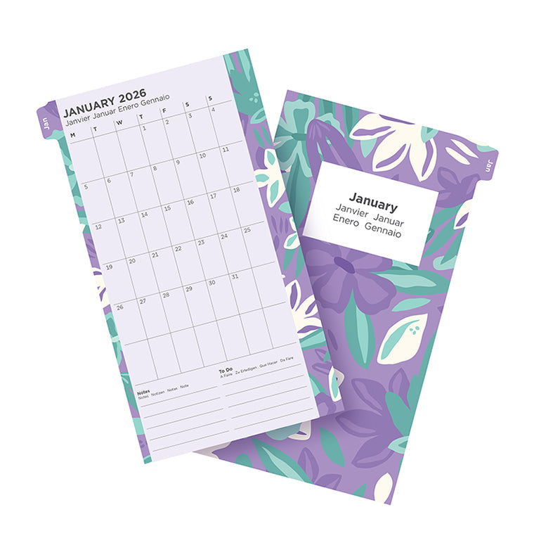 Filofax Floral Illustrated Diary Refill Pack - Personal 2026 Multilanguage 26-6341