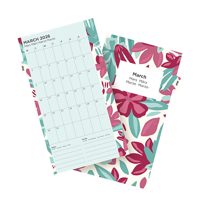 Filofax Floral Illustrated Diary Refill Pack - Personal 2026 Multilanguage 26-6341