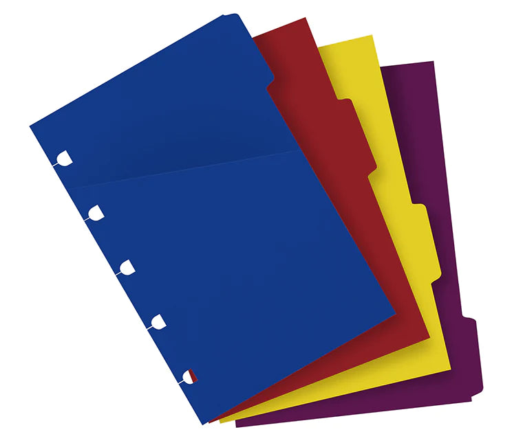 Bright Pocket Notebook Dividers for Filofax Refillable Notebook - 4 colours