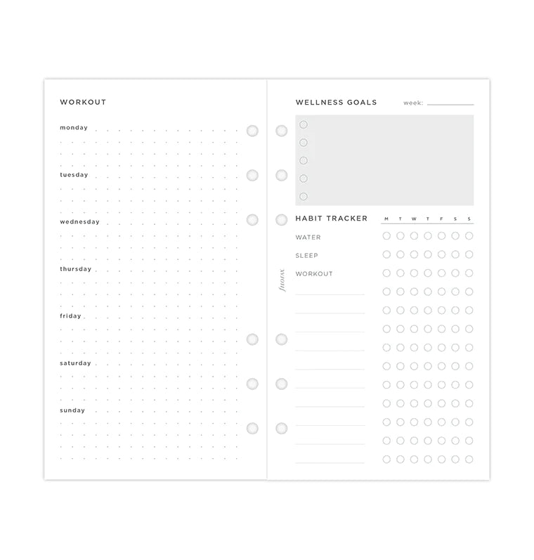 Filofax Wellness Tracker Refill - Personal size planner pages