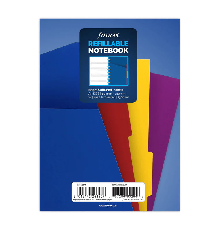 Bright A5 Notebook Dividers for Filofax Refillable Notebook - packaging