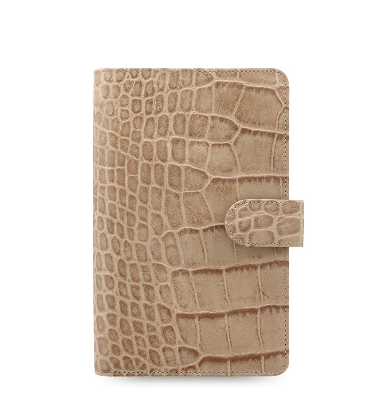 Filofax Classic Croc Beige Fawn Personal Compact Leather Organiser