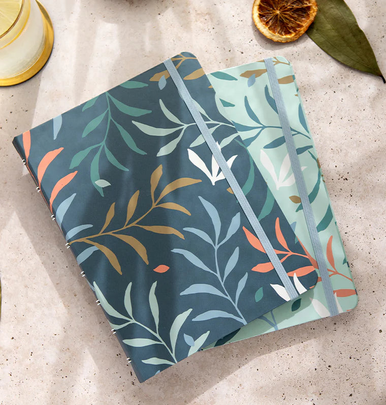 Filofax Botanical A5 Refillable Notebook in Blue and Mint