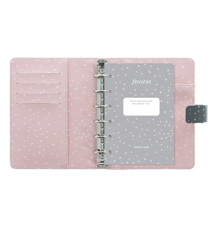 Charcoal Confetti Pocket Organiser with inside in Rose Quartz