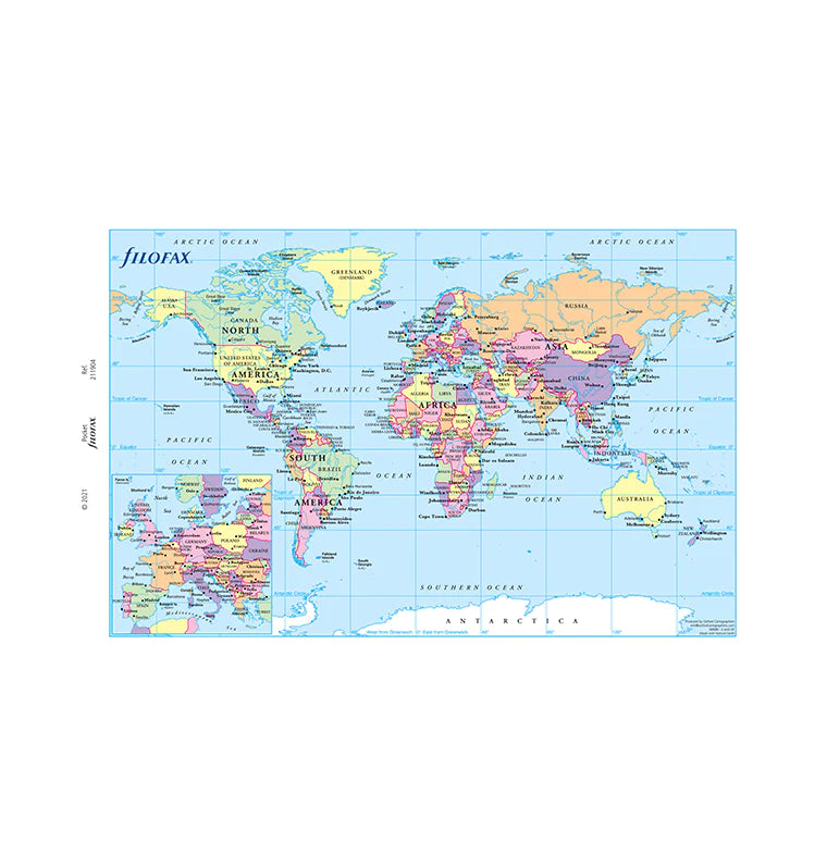 World Map Refill Pocket Filofax Filofax AP