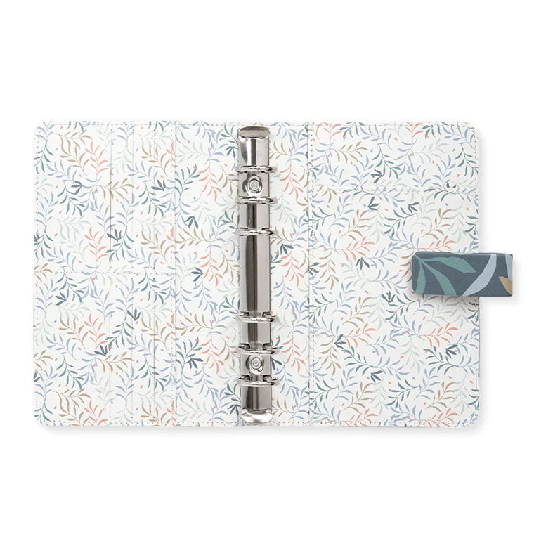 Filofax Botanical Personal Organiser in Blue Open Empty