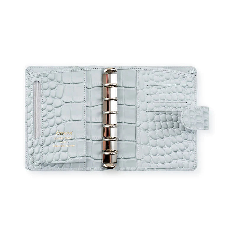 Leather Classic Croc Silver Mist Pocket Organiser
