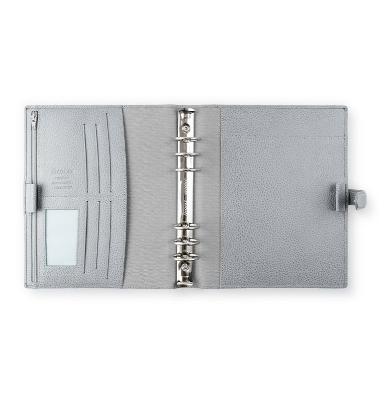 Finsbury Slate Grey Leather Organiser with zip and card pockets