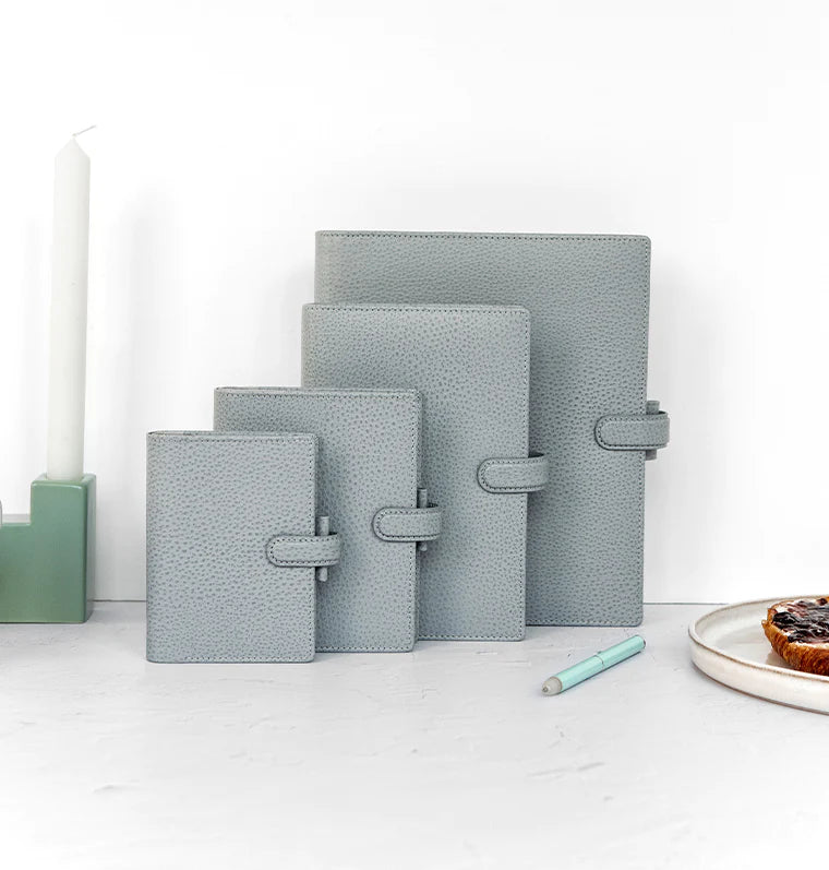 Finsbury Slate Grey Leather Organisers in Mini, Pocket, Personal, A5.