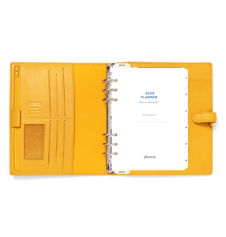 Filofax Finsbury A5 Leather Organiser in Mustard Yellow - with diary