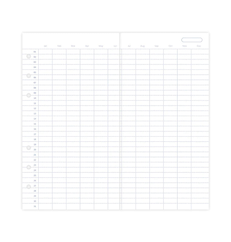 Clipbook Undated Year Planner Refill - Personal size - Filofax