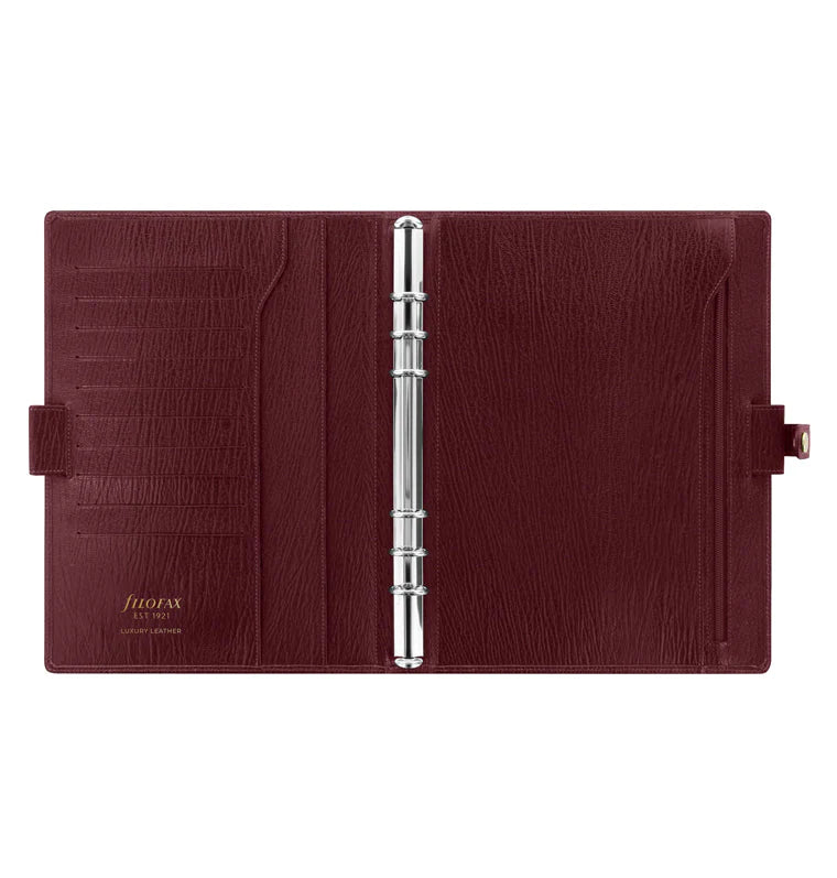 Chester Red A5 Compact Leather Filofax Organiser Open view