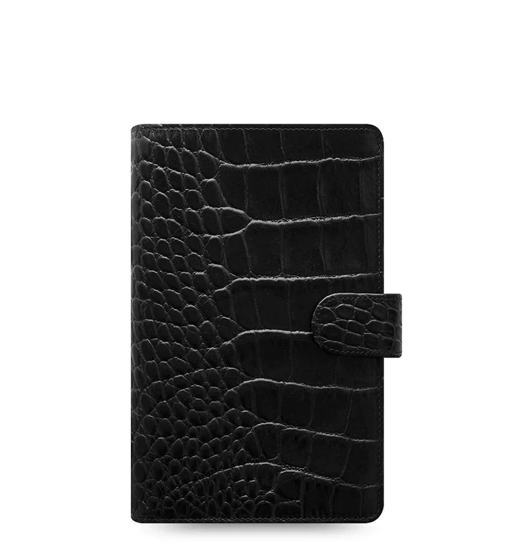 Filofax Classic Croc Personal Compact Leather Organiser in Black
