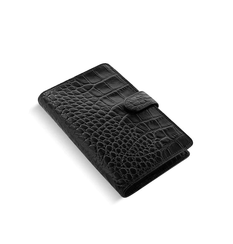 Filofax Classic Croc Personal Compact Leather Organiser in Black
