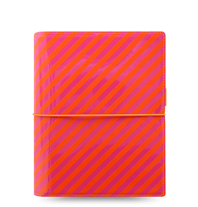 Domino Patent A5 Organiser Orange/Pink Stripes
