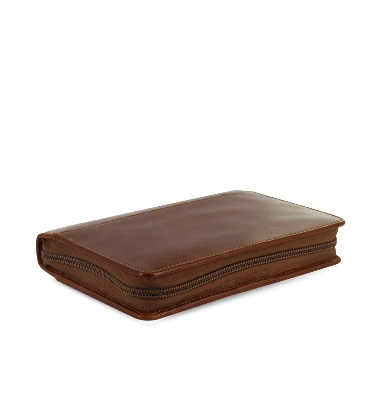 Filofax Lockwood Zip Personal Leather Organiser in Cognac brown