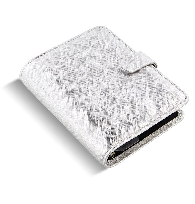 Filofax Saffiano Metallic Pocket Organiser in Silver
