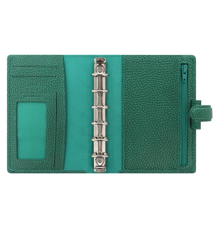 Finsbury Forest Green Pocket Leather Organiser, open view