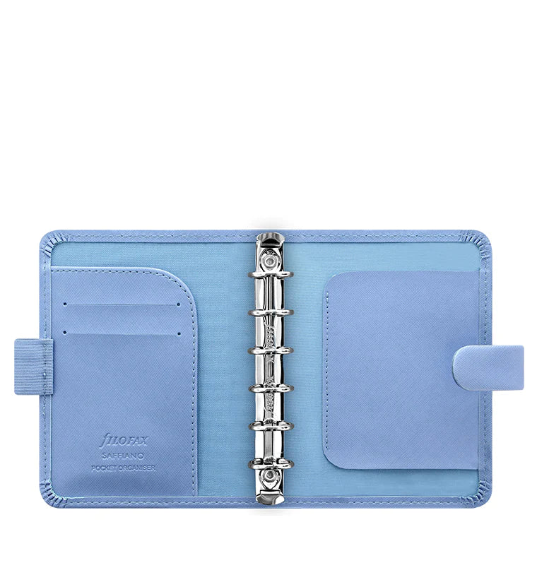 Filofax Saffiano Pocket Organiser in Vista Blue inside