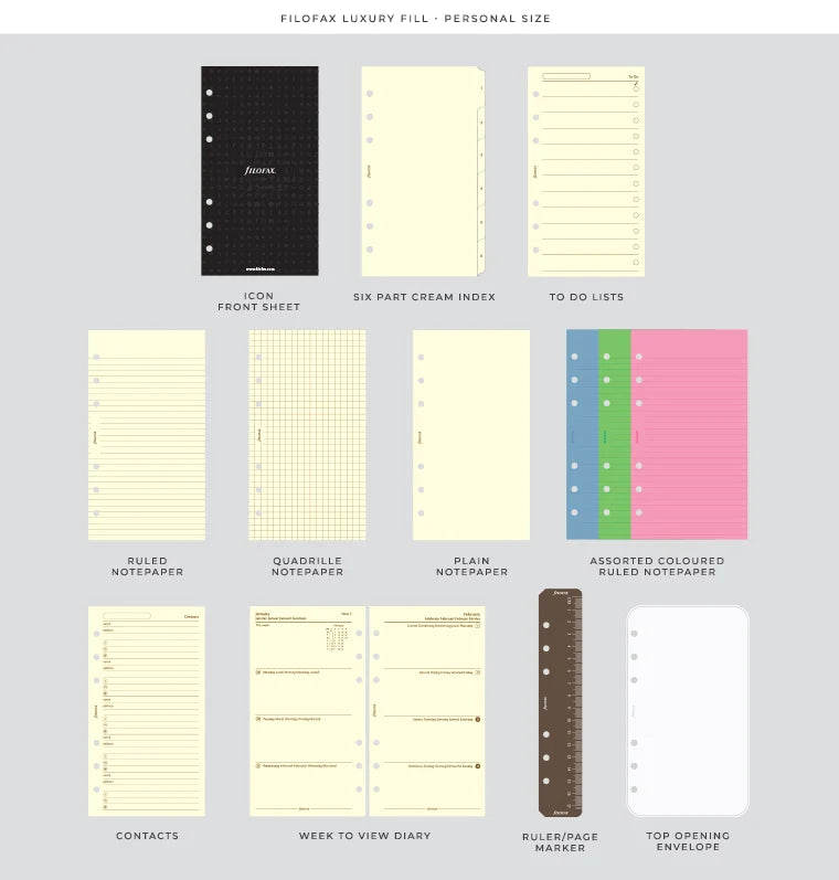 Filofax Fill included with Heritage Personal Organiser